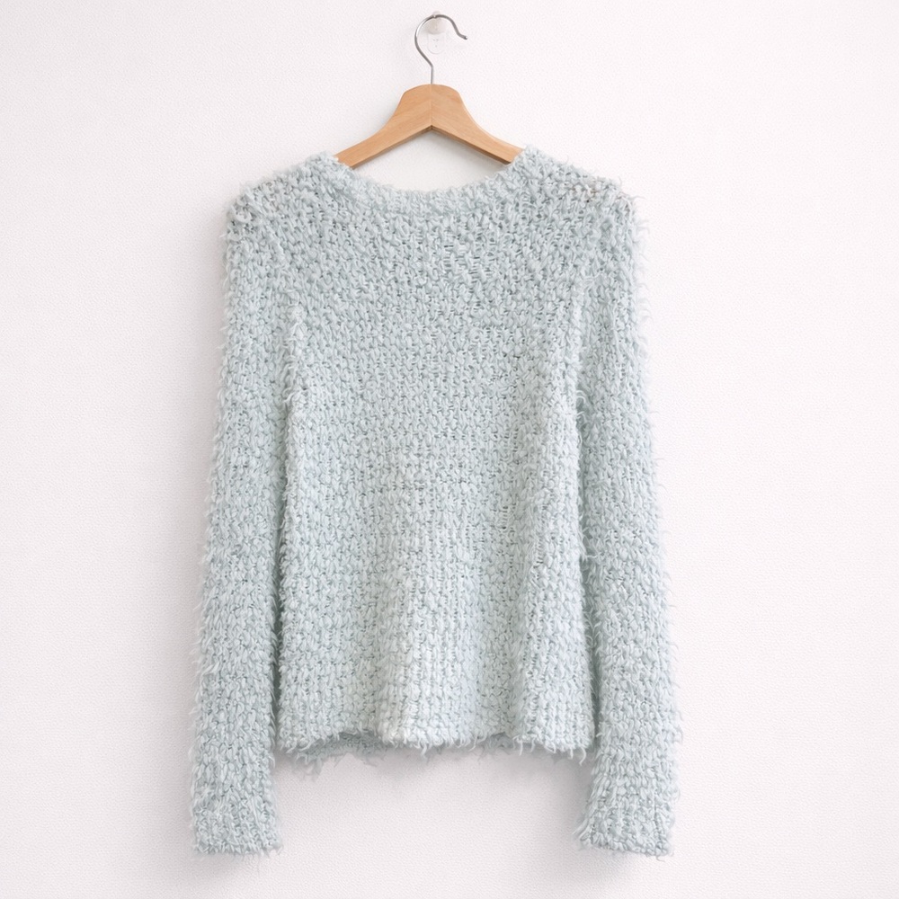Free People Mint Green Chunky Textured Popcorn Knit Sweater Small NWT - Picture 7 of 17